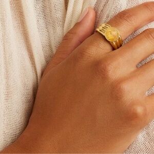 Gorjana Power Gemstone Reed Citrine Ring 8 New
